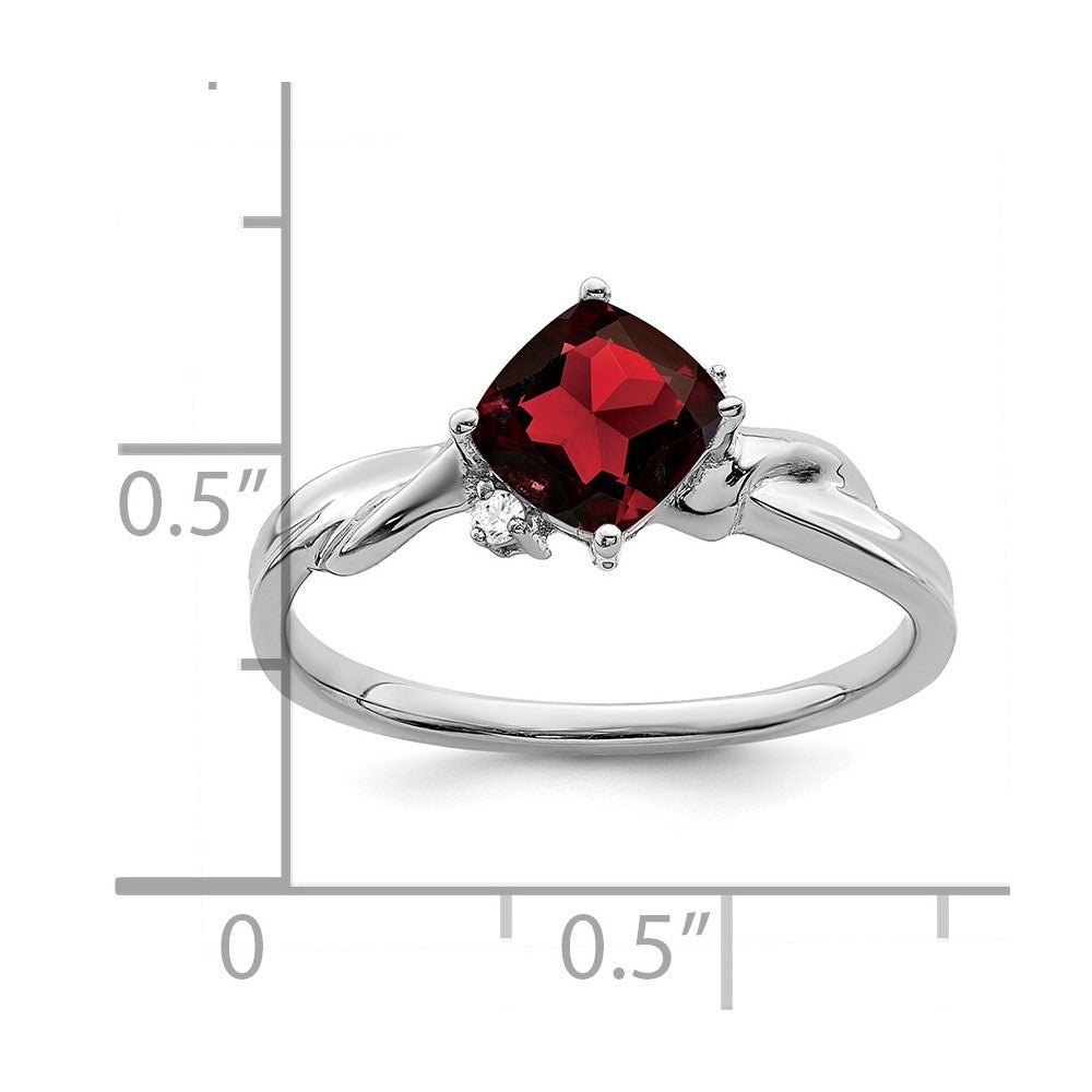 14k White Gold Cushion Gemstone and Diamond Ring