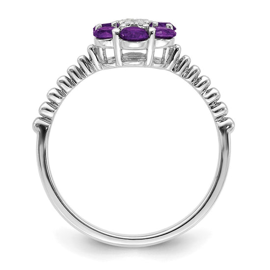 Gemstone and Diamond Floral Ring