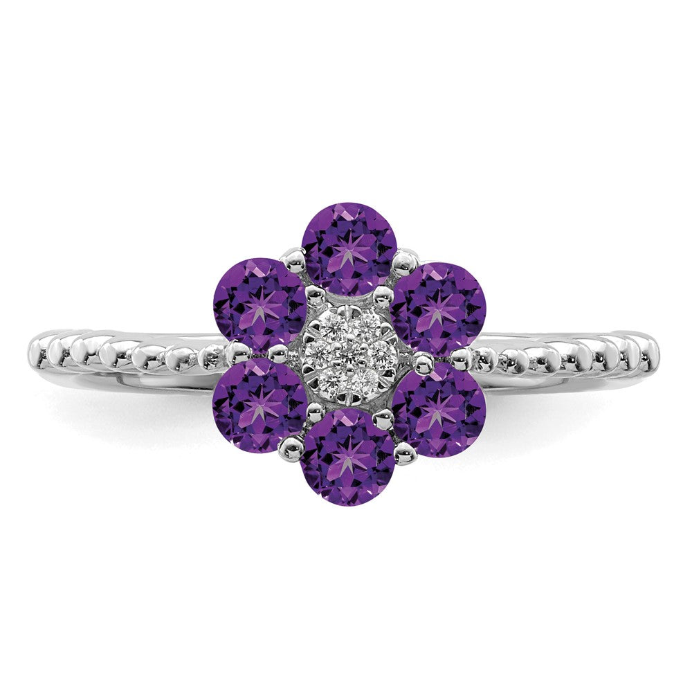 Gemstone and Diamond Floral Ring