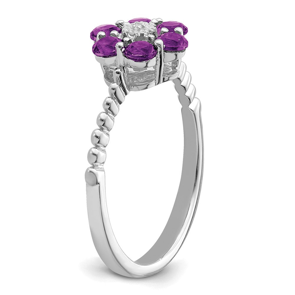 Gemstone and Diamond Floral Ring