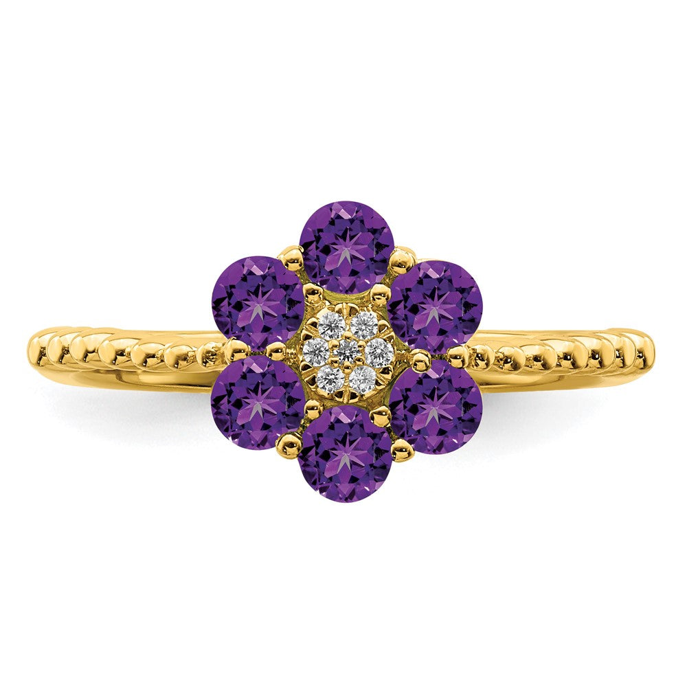 Gemstone and Diamond Floral Ring