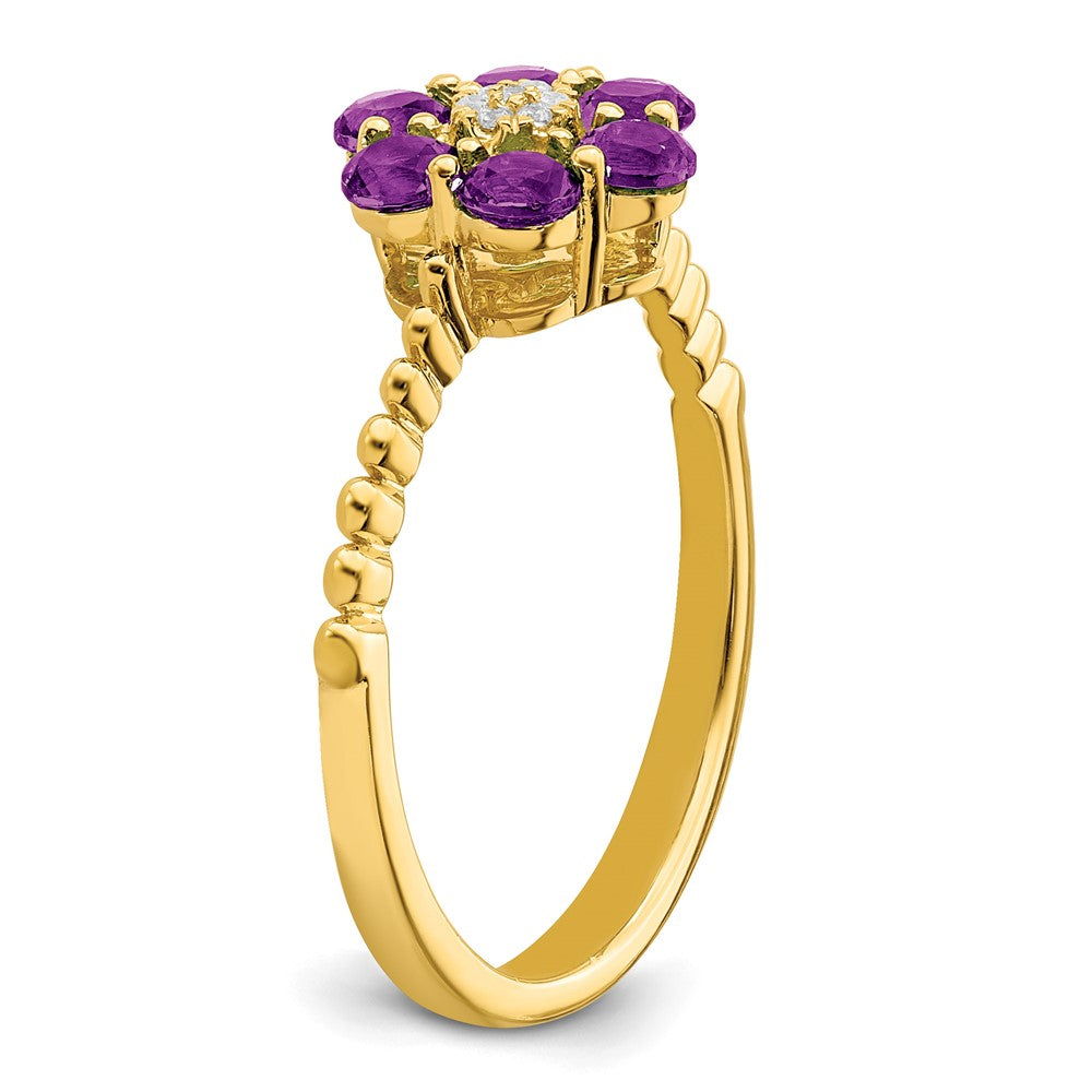 Gemstone and Diamond Floral Ring