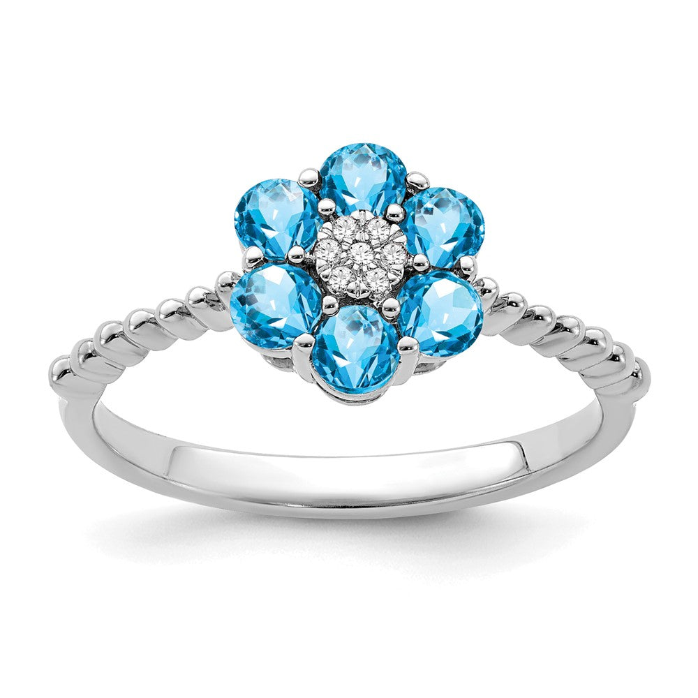 Gemstone and Diamond Floral Ring