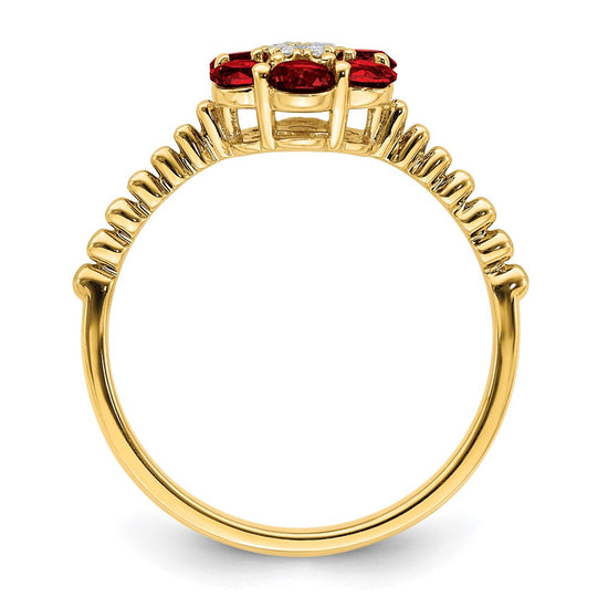 Gemstone and Diamond Floral Ring