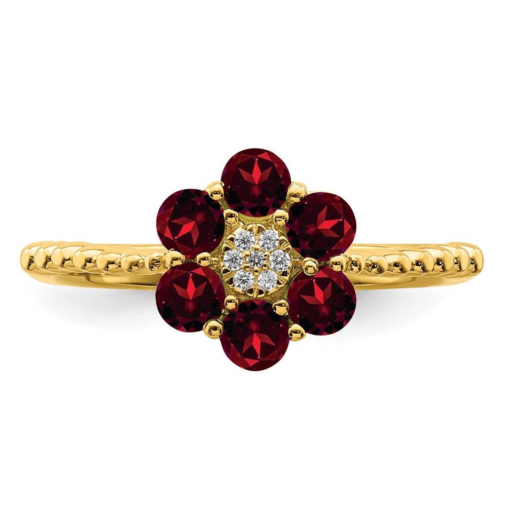 Gemstone and Diamond Floral Ring