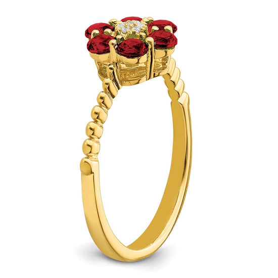 Gemstone and Diamond Floral Ring