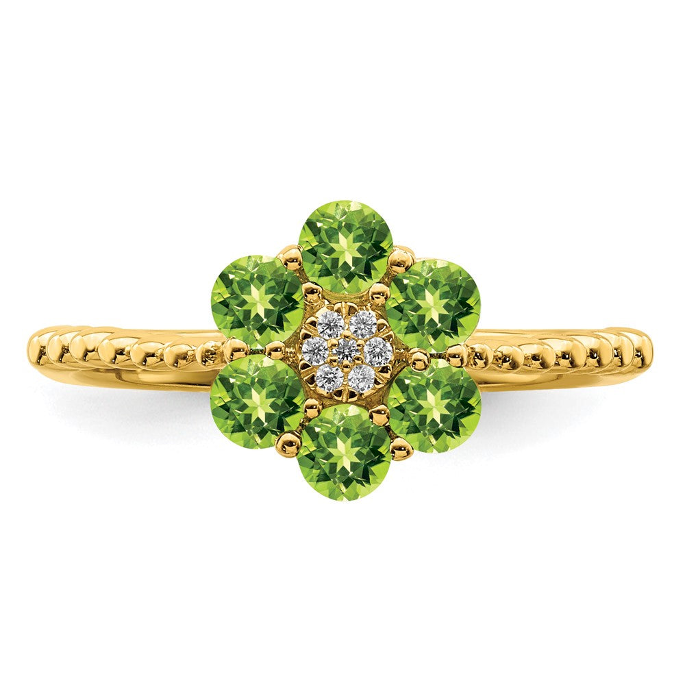 Gemstone and Diamond Floral Ring