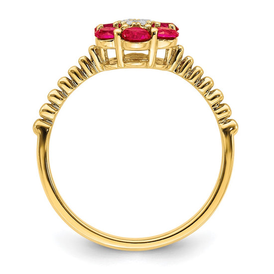 Gemstone and Diamond Floral Ring