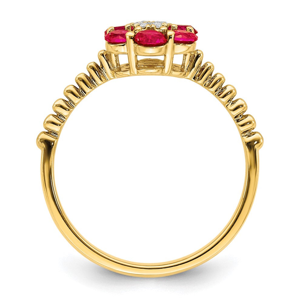 Gemstone and Diamond Floral Ring