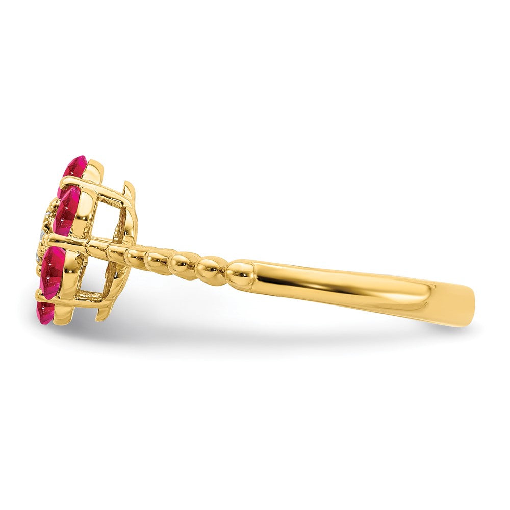 Gemstone and Diamond Floral Ring