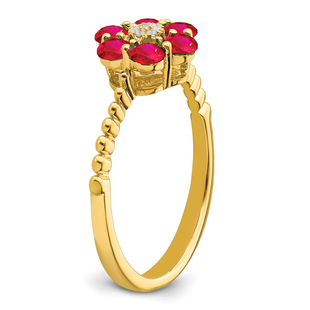 Gemstone and Diamond Floral Ring