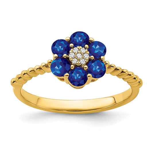 Gemstone and Diamond Floral Ring
