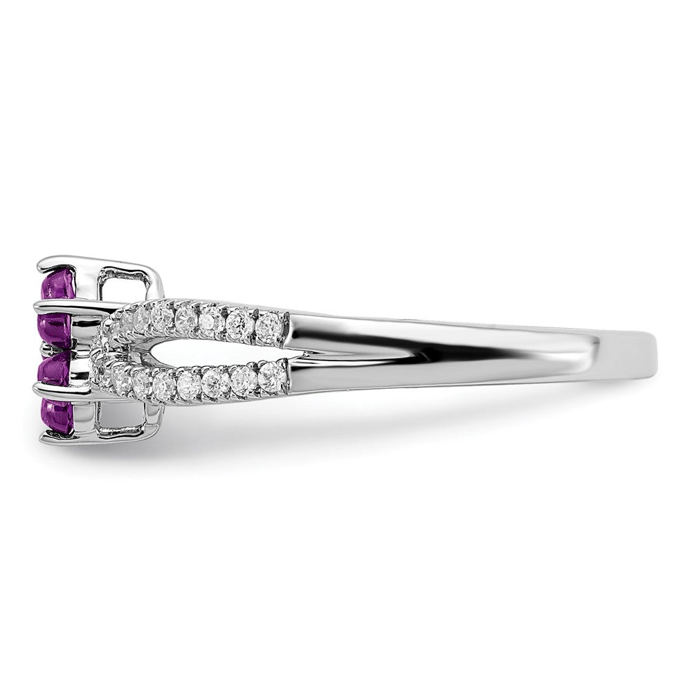 14k White Gold Gemstone and Diamond Floral Ring