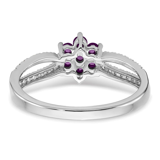 14k White Gold Gemstone and Diamond Floral Ring