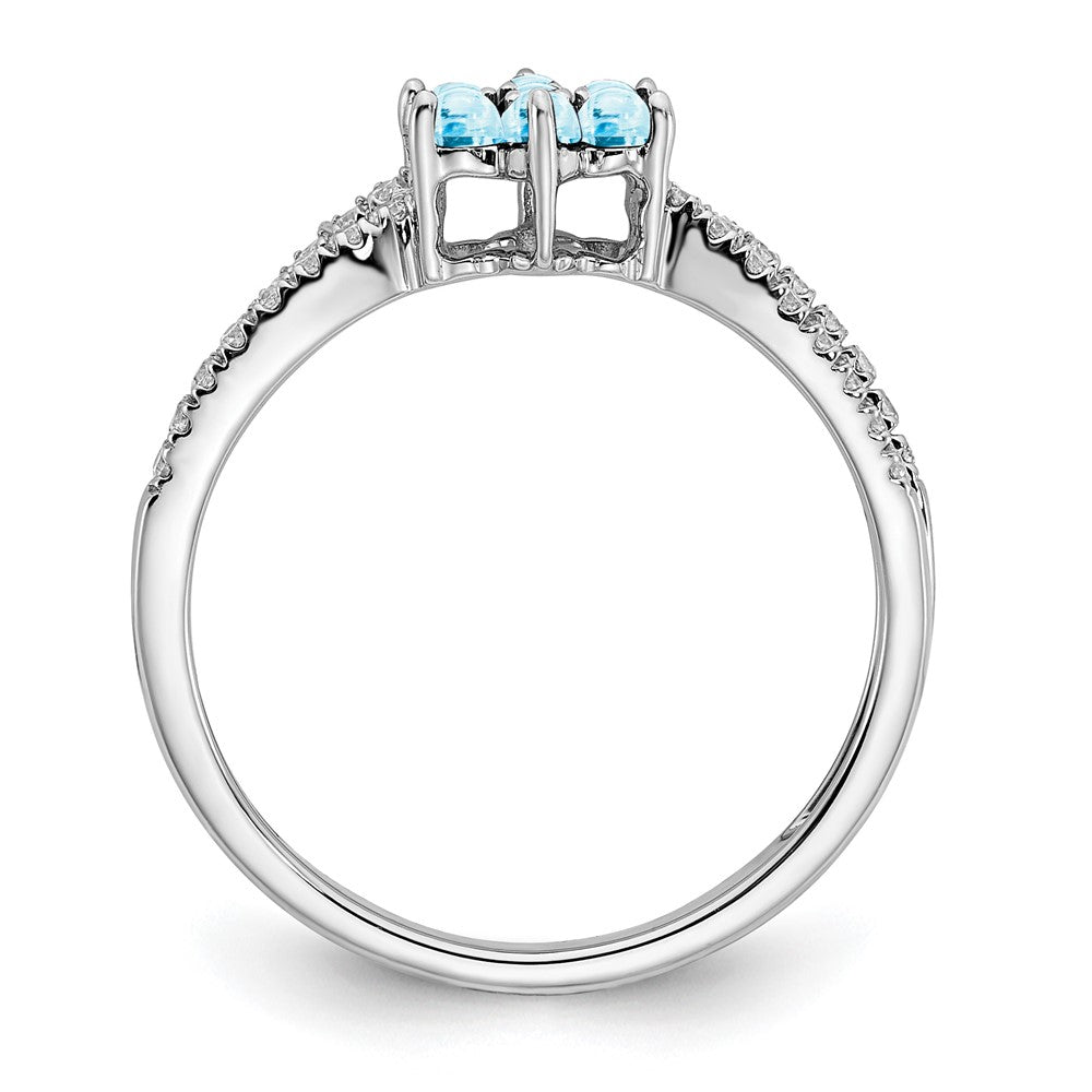 14k White Gold Gemstone and Diamond Floral Ring