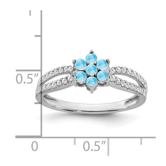 14k White Gold Gemstone and Diamond Floral Ring