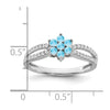 14k White Gold Gemstone and Diamond Floral Ring