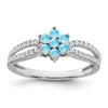 14k White Gold Gemstone and Diamond Floral Ring