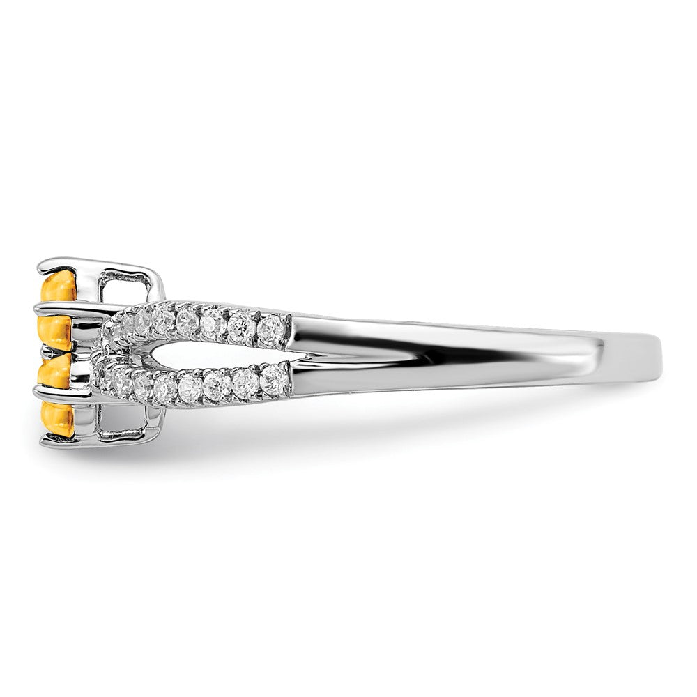 14k White Gold Gemstone and Diamond Floral Ring