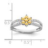 14k White Gold Gemstone and Diamond Floral Ring