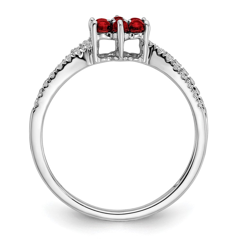 14k White Gold Gemstone and Diamond Floral Ring