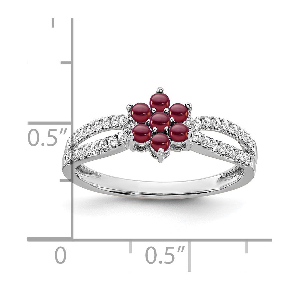 14k White Gold Gemstone and Diamond Floral Ring