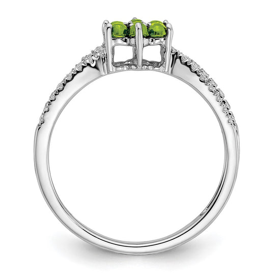 14k White Gold Gemstone and Diamond Floral Ring