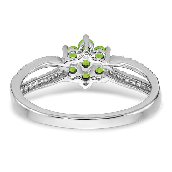14k White Gold Gemstone and Diamond Floral Ring