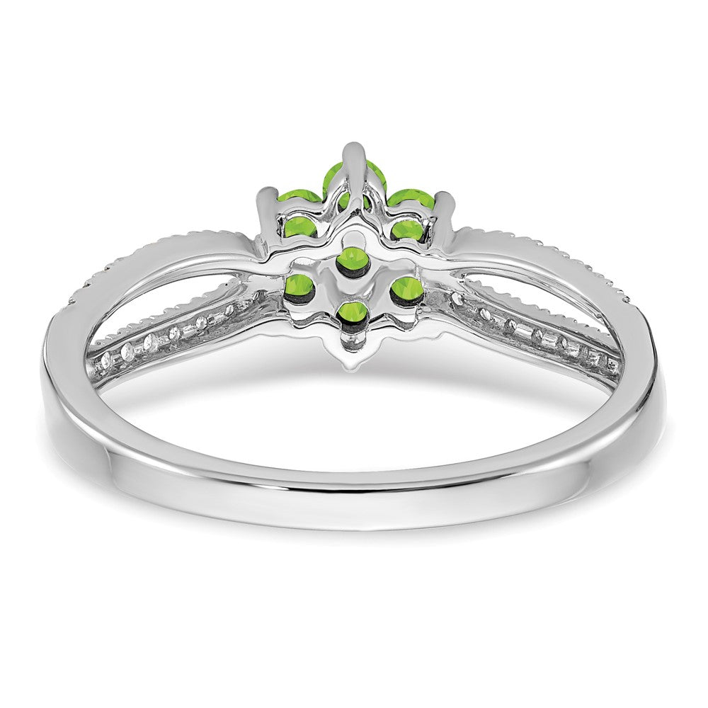 14k White Gold Gemstone and Diamond Floral Ring