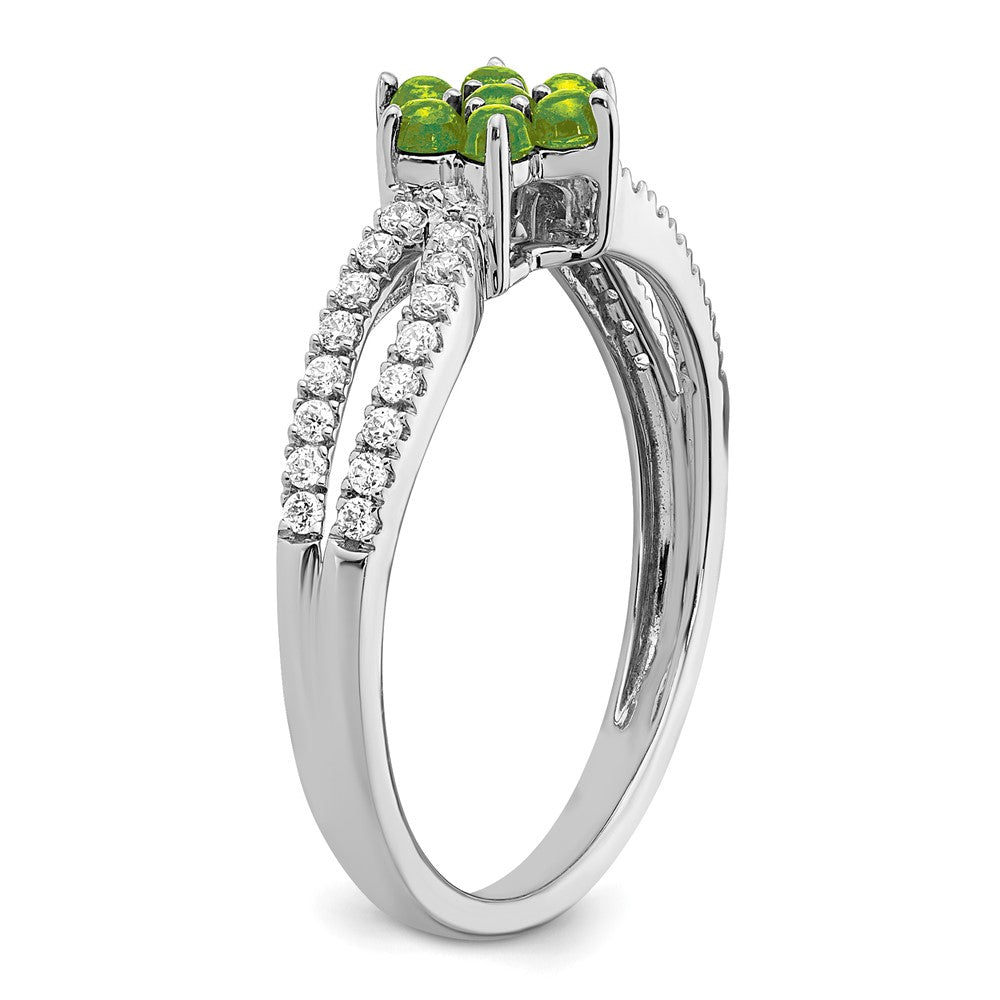 14k White Gold Gemstone and Diamond Floral Ring