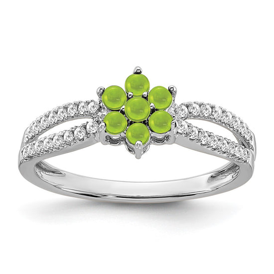 14k White Gold Gemstone and Diamond Floral Ring
