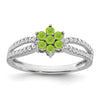 14k White Gold Gemstone and Diamond Floral Ring
