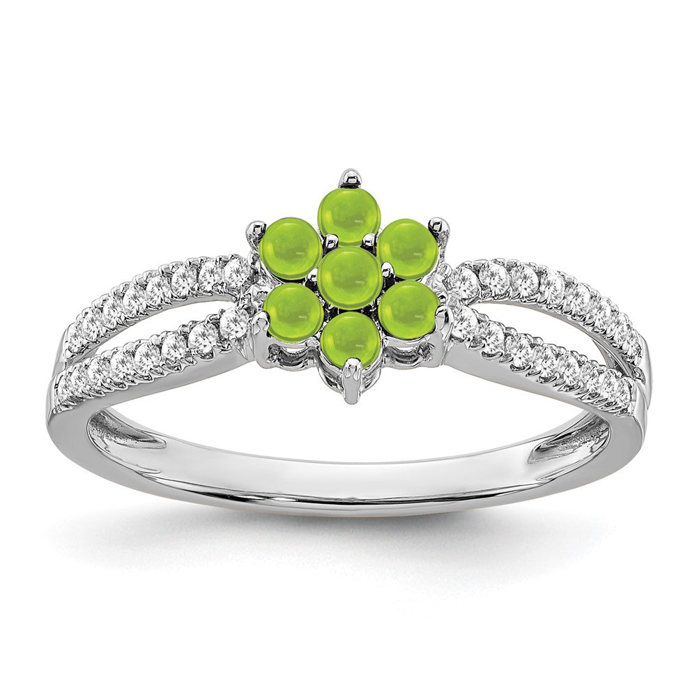 14k White Gold Gemstone and Diamond Floral Ring