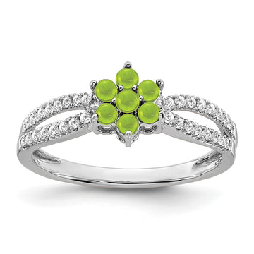 14k White Gold Gemstone and Diamond Floral Ring