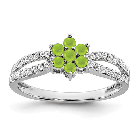 14k White Gold Gemstone and Diamond Floral Ring