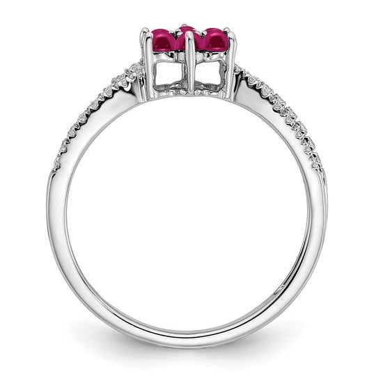 14k White Gold Gemstone and Diamond Floral Ring