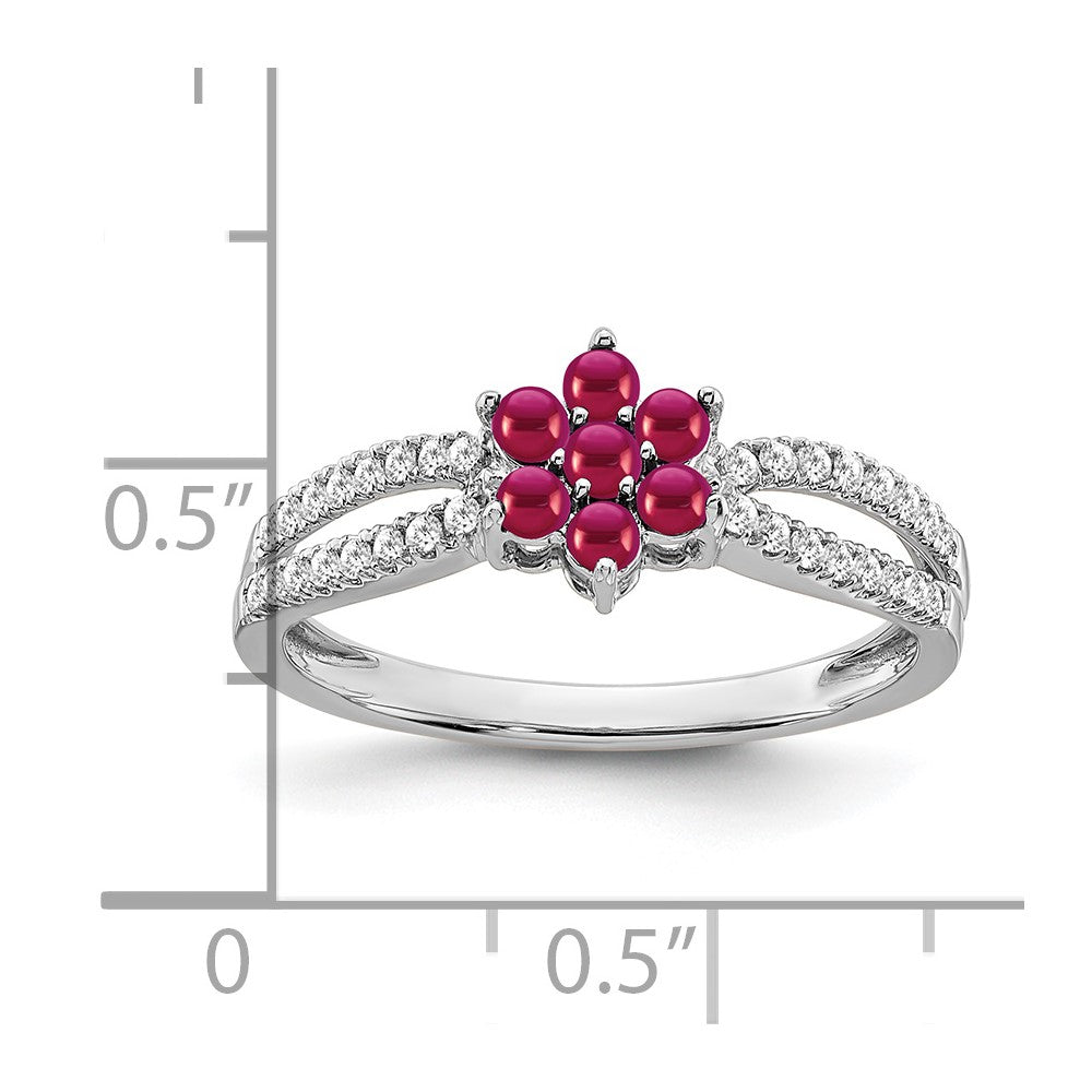 14k White Gold Gemstone and Diamond Floral Ring