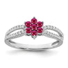 14k White Gold Gemstone and Diamond Floral Ring