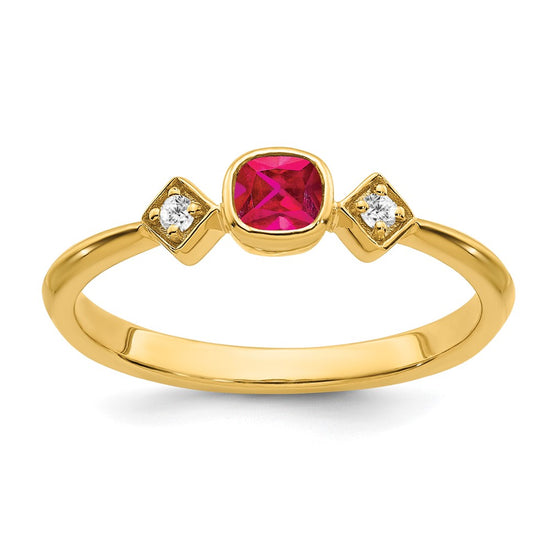 Petite Cushion Gemstone and Diamond Ring
