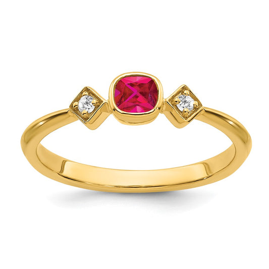 Petite Cushion Gemstone and Diamond Ring