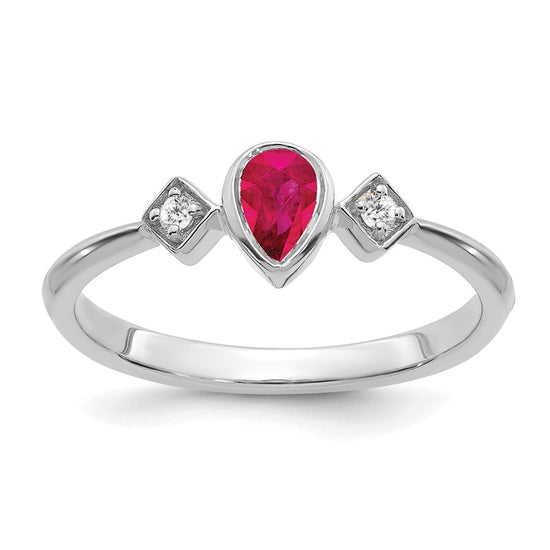 Pear Bezel Gemstone and Diamond Rings