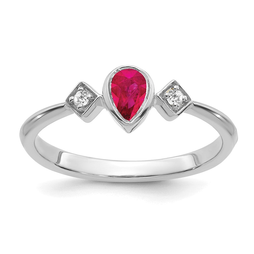 Pear Bezel Gemstone and Diamond Rings