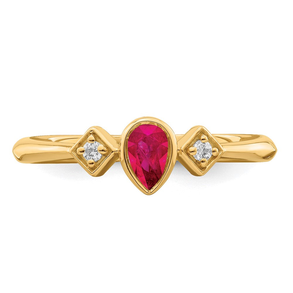 Pear Bezel Gemstone and Diamond Rings