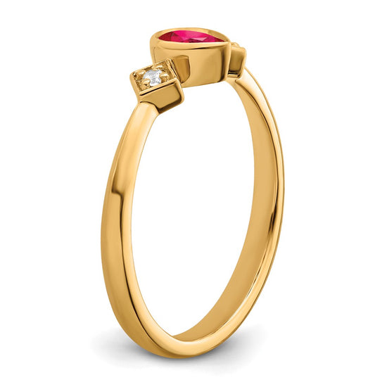 Pear Bezel Gemstone and Diamond Rings