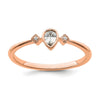 14k Rose Gold Petite 3-Stone 1/15 carat Pear Diamond Complete Promise/Engagement Ring