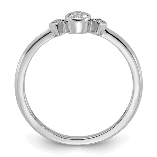 14k White Gold Petite 3-Stone 1/15 carat Pear Diamond Complete Promise/Engagement Ring