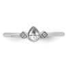 14k White Gold Petite 3-Stone 1/15 carat Pear Diamond Complete Promise/Engagement Ring