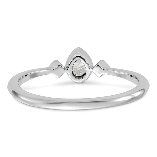 14k White Gold Petite 3-Stone 1/15 carat Pear Diamond Complete Promise/Engagement Ring