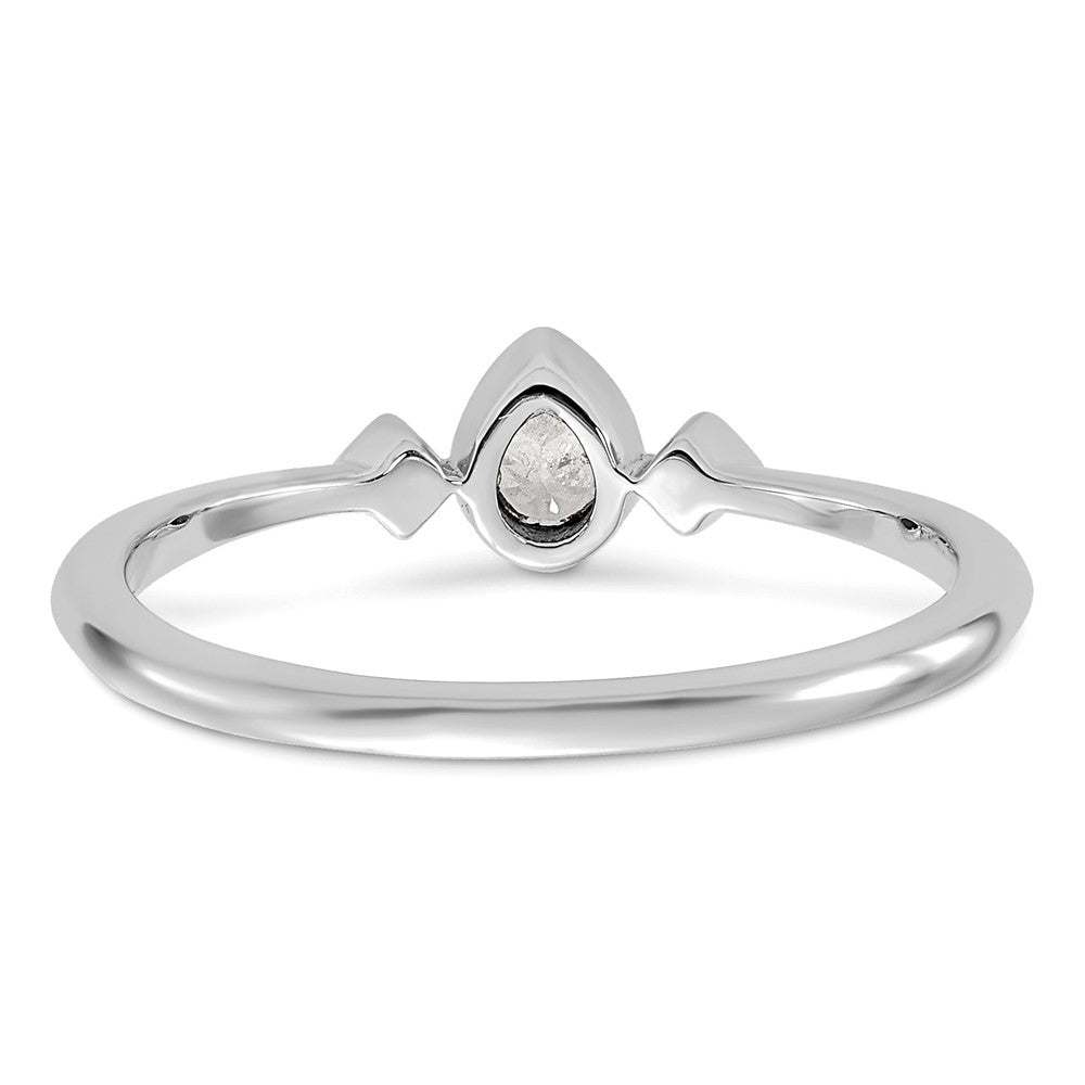 14k White Gold Petite 3-Stone 1/15 carat Pear Diamond Complete Promise/Engagement Ring
