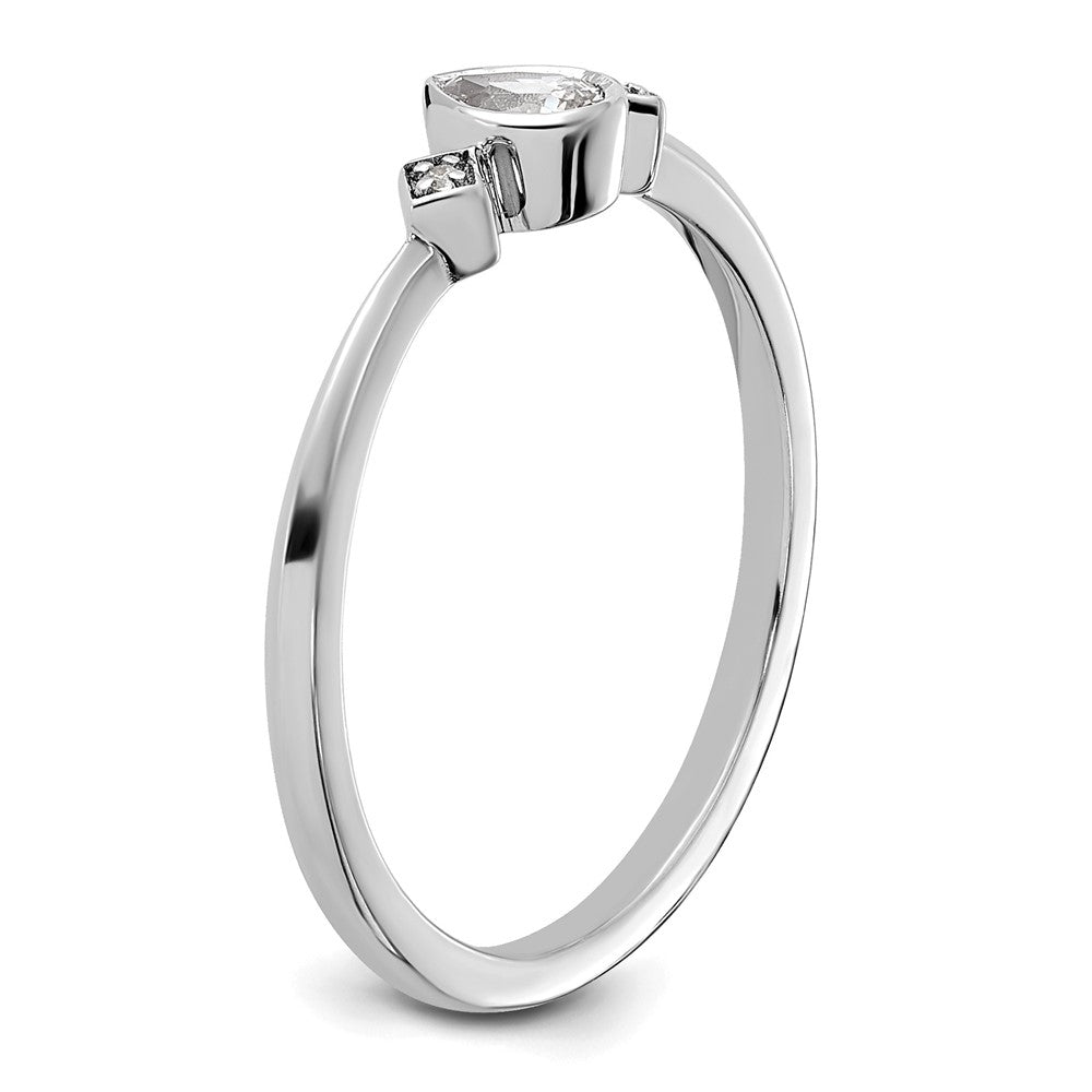 14k White Gold Petite 3-Stone 1/15 carat Pear Diamond Complete Promise/Engagement Ring